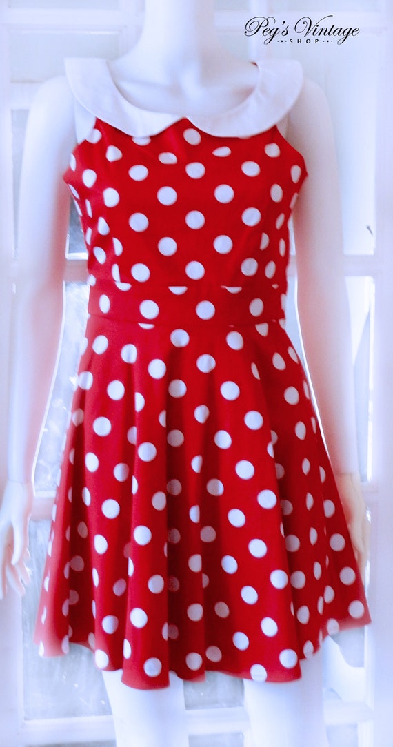 vintage red and white polka dot dress