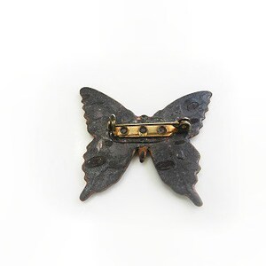 Beautiful Vintage Butterfly Brooch Pin / Artisan Crafted Brass Metal Resin Butterfly Brooch/Pin image 4