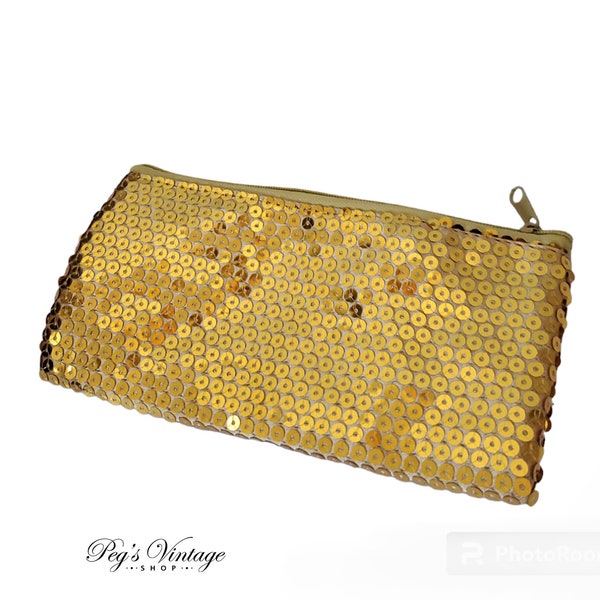 Vintage Gold Sequin Wallet / Pencil Case