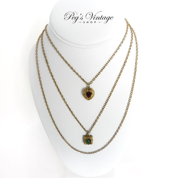 50’s Goldette Multi Gold Chain Necklace, Antique V