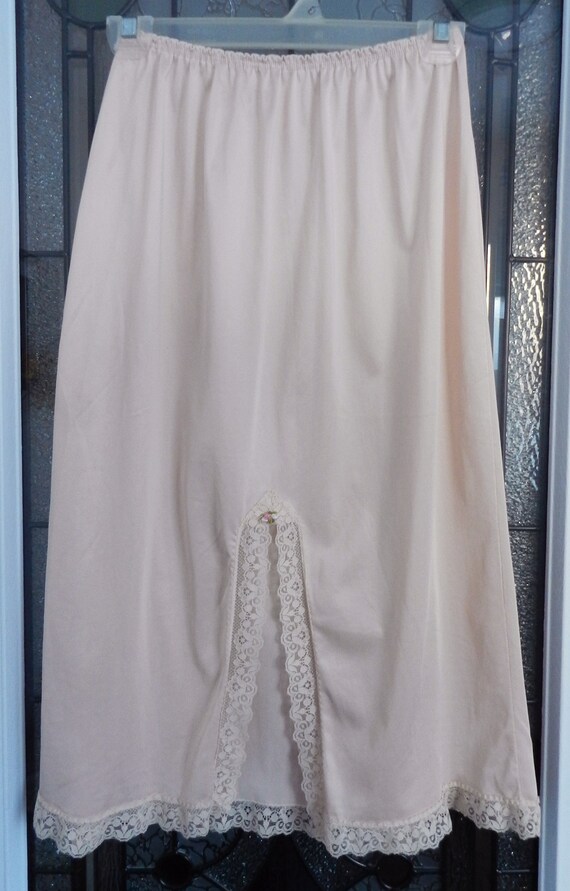 Vintage Pink Satin Lace Half Slip, Pink Satin Half Sl… Gem