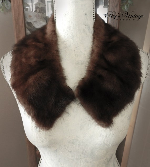 50's Brown Mink Fur Collar / Scarf Wrap / Detacha… - image 1