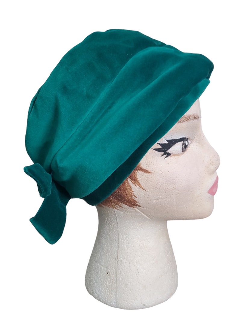 60s Mr. Fredericks Green Velvet Pillbox / Cloche Hat With Bow, Vintage Classic Hats image 7