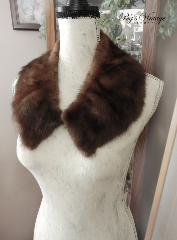 50's Brown Mink Fur Collar / Scarf Wrap / Detacha… - image 6