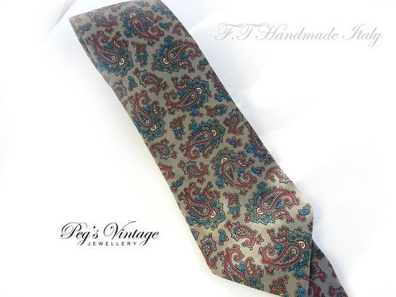 Vintage 1970s Silk Paisley Necktie, Hand Made in … - image 1