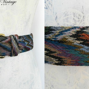 Vintage Tapestry Tabi Belt, Vintage Carpet Fabric Belt Size S
