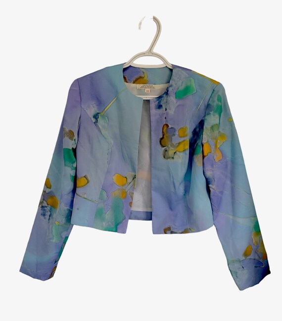 Vintage 70s Floral Hand Painted Dress and Jacket,… - image 7