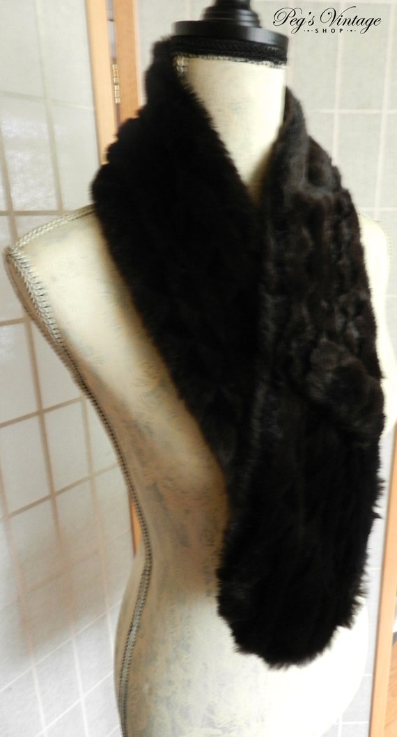 Vintage Dark Brown Faux Fur Collar, Scarf Wrap, D… - image 2