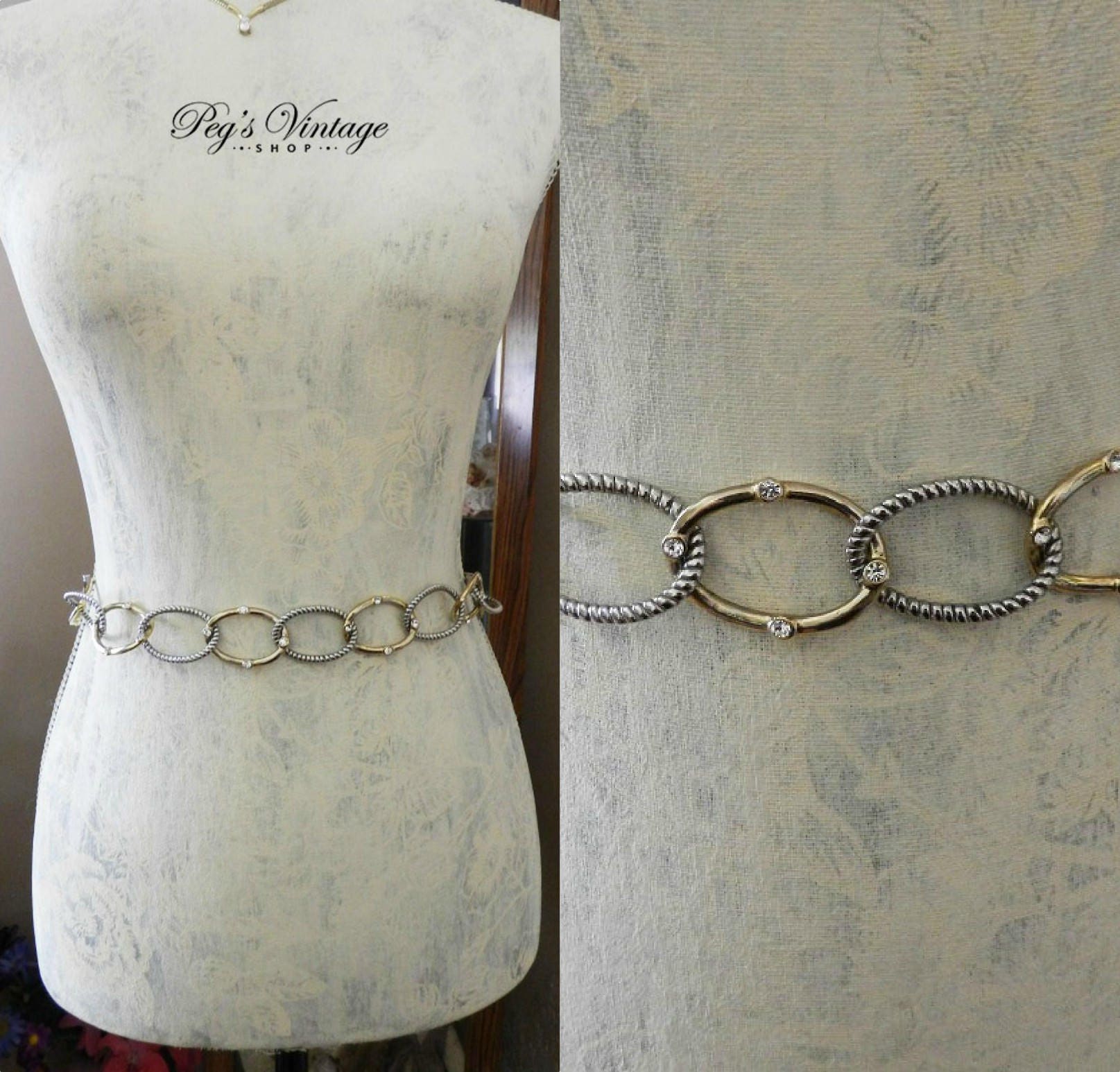 Vintage Chain Link Belt Silver & Gold Oval Links Silver | Etsy