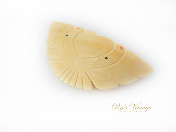 Carved Celluloid Dove Birds Barrette, Vintage Hai… - image 5