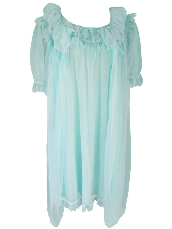 Monet 睡蓮 モネ　hanes vintage 90s xl Vintage Dorsay Montex Sheer Mint Green Chiffon Peignoir Set