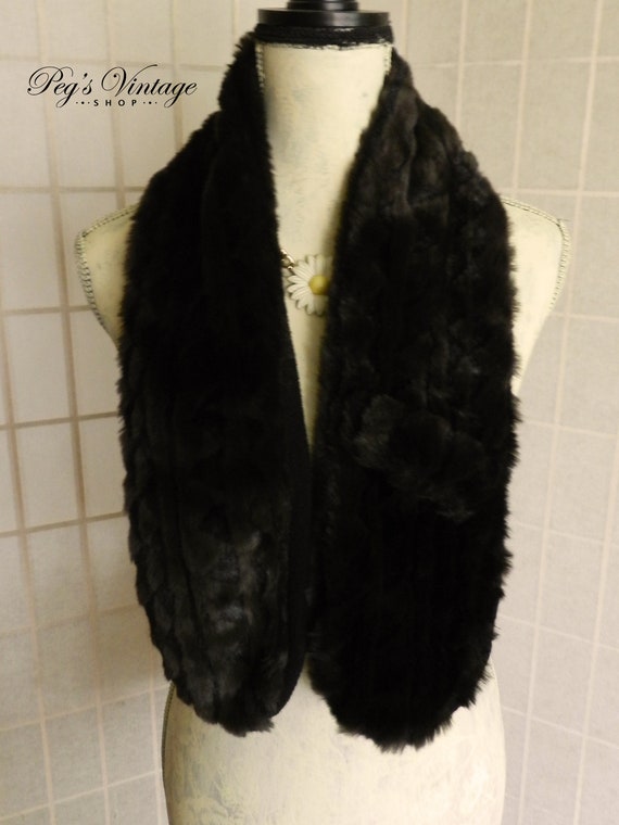 Vintage Dark Brown Faux Fur Collar, Scarf Wrap, D… - image 3