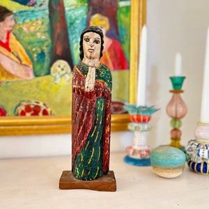 Antique Carved Wooden Santo Figurine