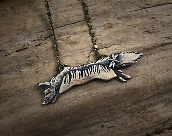 Fox Totem Necklace, Bronze or Sterling Silver