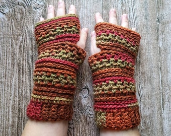 Crochet Fingerless Mittens | Snowy Roads Fingerless Mittens | Adult Sized Mittens | Women's Fingerless Mittens