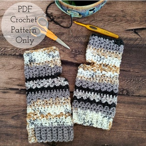 Geologist's Horizon Fingerless Mittens  | Crochet Pattern | Adult / One Size | Digital PDF File ONLY