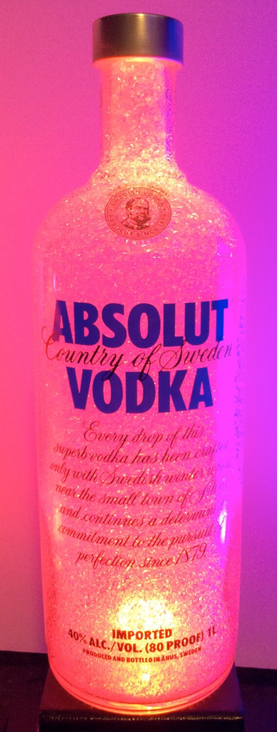 Glass Vodka Bottle Lamp Color changing LED upcycled Etsy