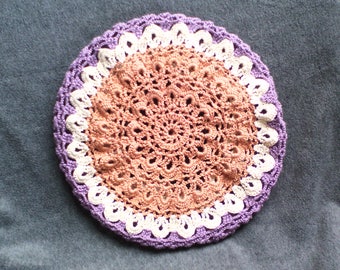 Crochet cotton beret beanie women's summer, medium/small size
