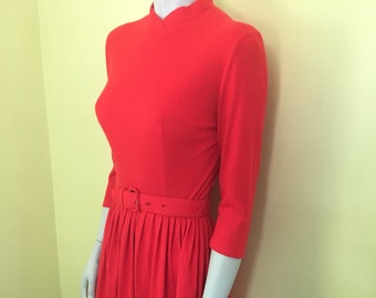 1960's, Kerrybrooke, Sears Roebuck, Red Dress, Belted, Size S