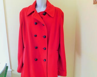 Vintage, LL Bean, Red Wool, Double Breasted, Coat, Women's Size Medium/Large