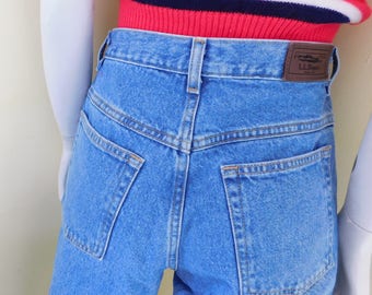 1990's, LL Bean, Women's SIze 8 Petite, High Waist, Mom Jeans, 100% Cotton