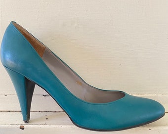 teal coloured heels