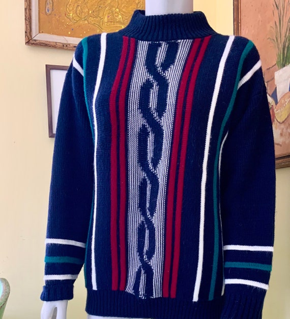 1980’s, Acrylic Knit, Preppy, Mock Turtleneck, Sw… - image 8