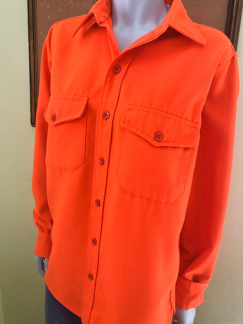 1970's Blaze Orange Hunting Shirt Polyester made in | Etsy