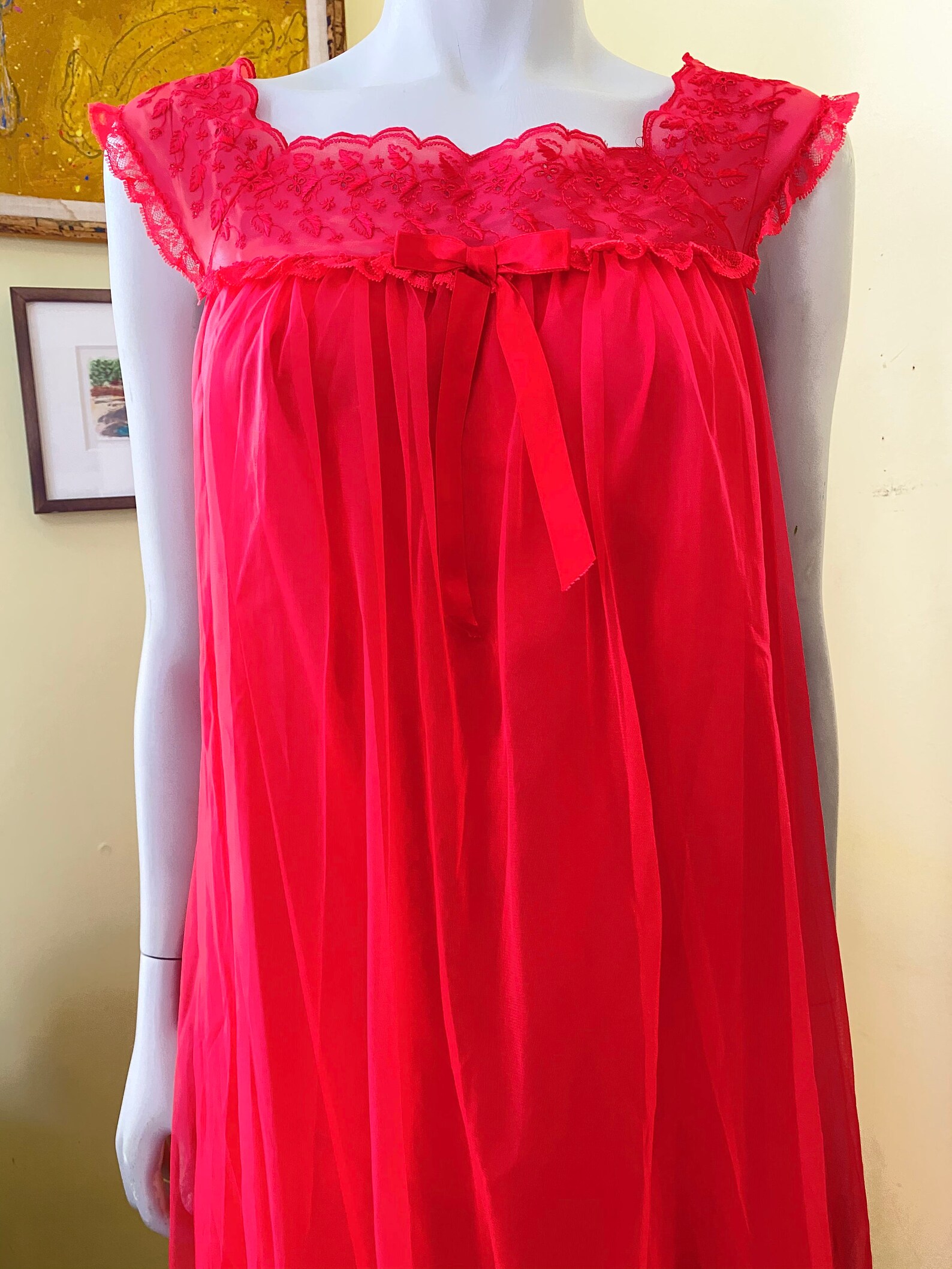 Vintage Like New Red Baby Doll Sheer Teddie Size S/M Etsy