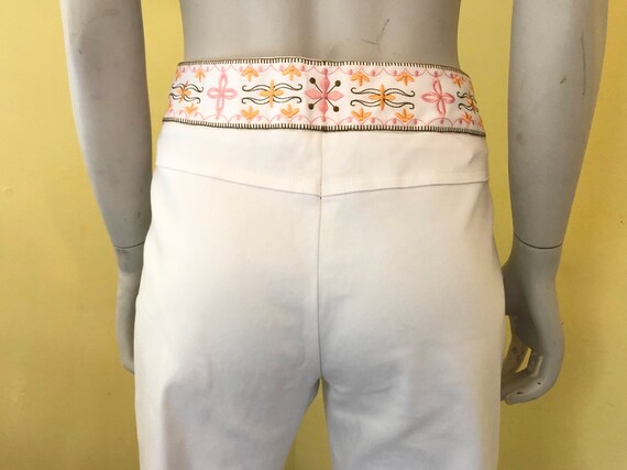 1990's, Talbots, White Pants, Embroidered Waistba… - image 1