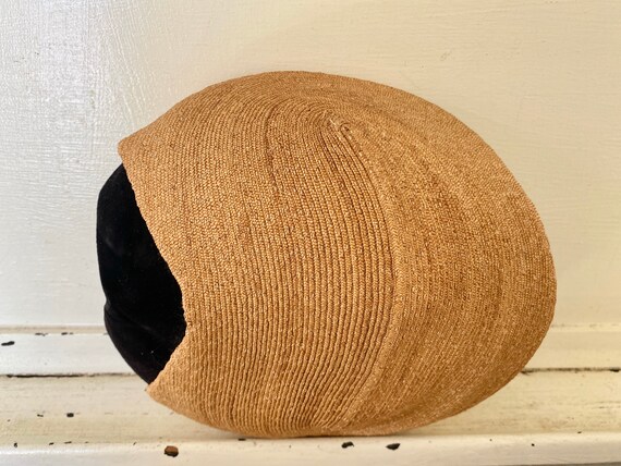 1950's, HATTIE CARNEGIE, Straw Hat, Velvet Trim