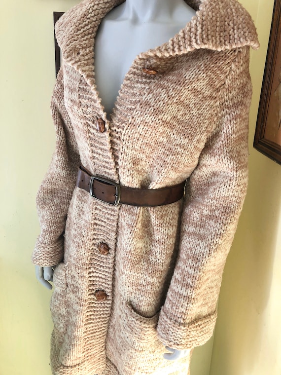 Vintage, Hand Made, Wool Blend, Heavy Cardigan, C… - image 6