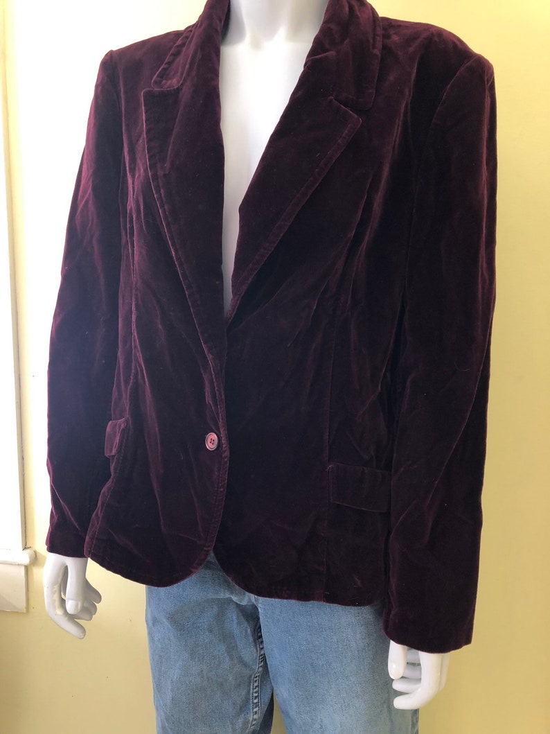 Women/'s Blazer size ml 1960-70/'s Velveteen Deep Plum