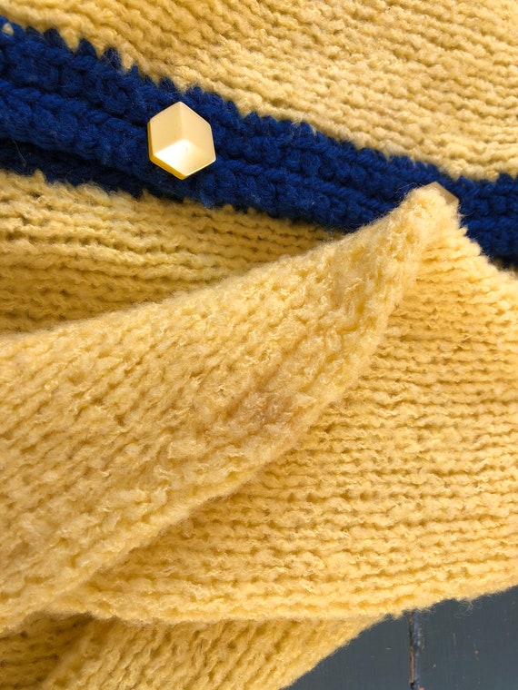 1960's, Hand Knit, Children's Sweater, Yellow/Blu… - image 7