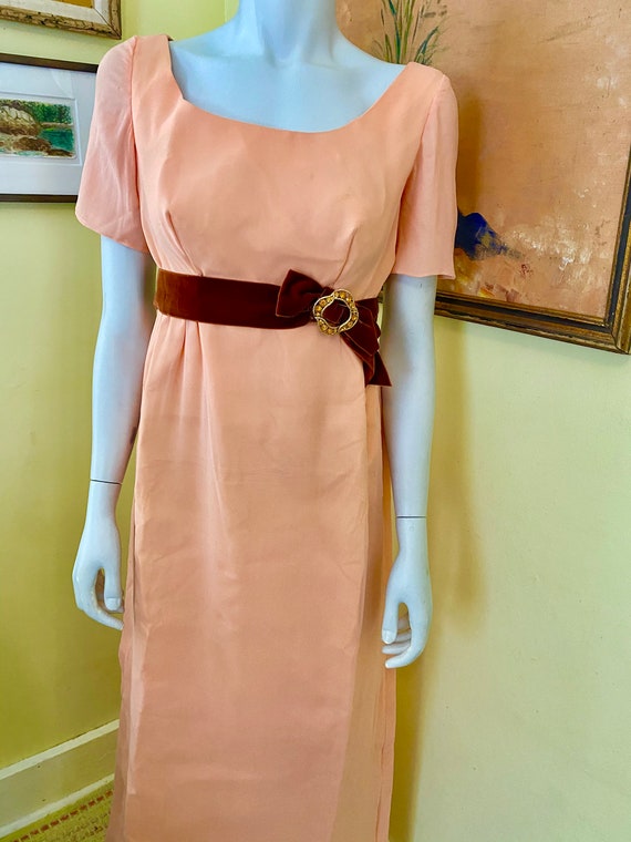 50/%off SAVE NOW Empire Waist Dress 70s Chiffon Dress Long Prom Dress Empire Dress Chiffon Maxi Dress Empire Line Dress Bright Pink White Eye
