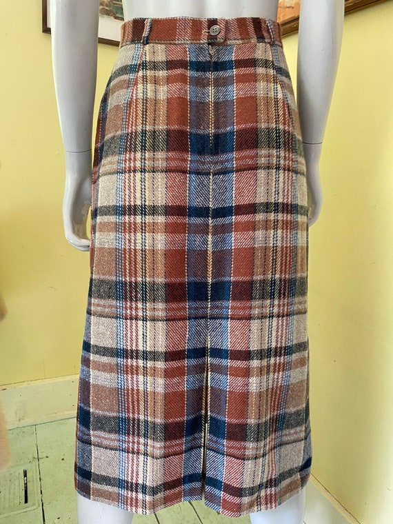 1970's, Wool Plaid, Pencil Skirt, XSMALL - image 9