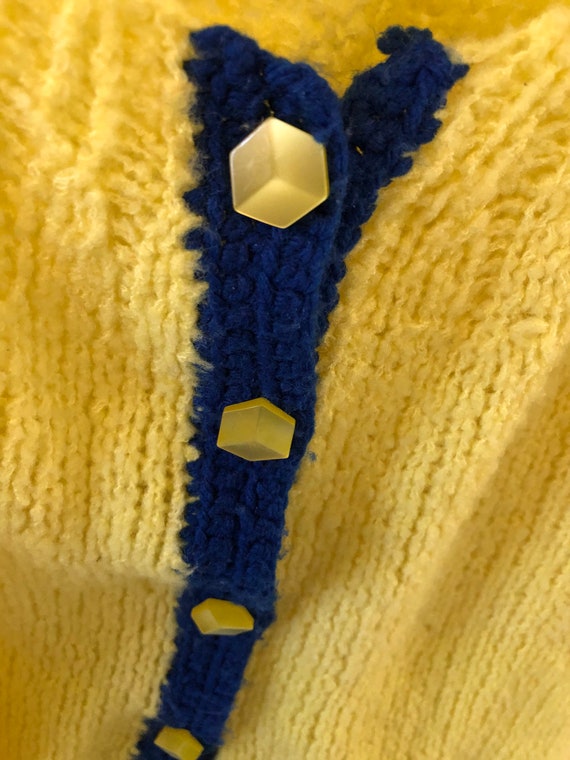 1960's, Hand Knit, Children's Sweater, Yellow/Blu… - image 2