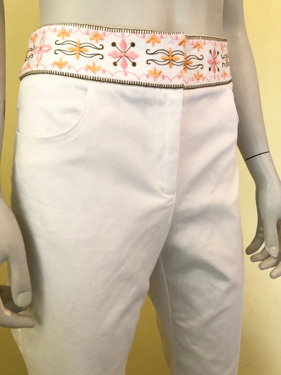 1990's, Talbots, White Pants, Embroidered Waistba… - image 3