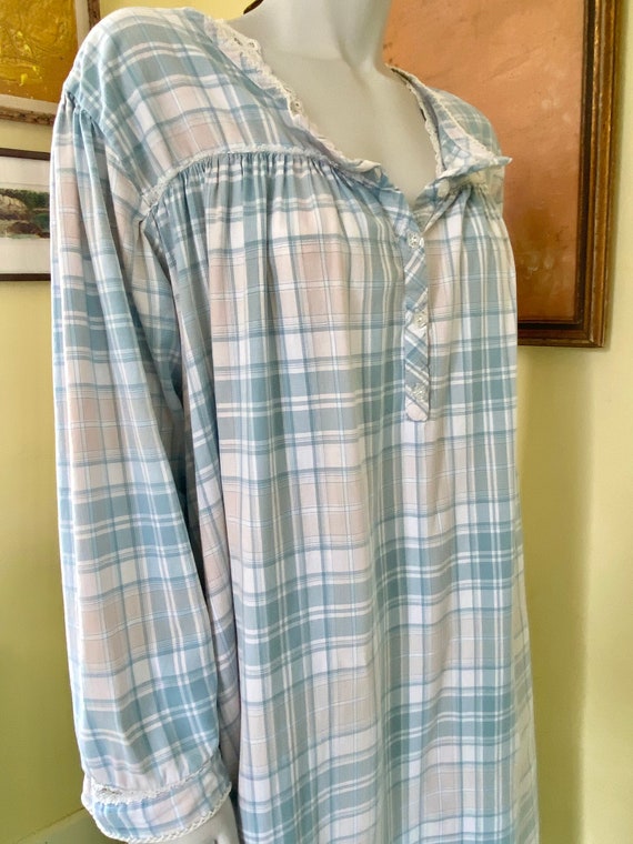 Vintage, Laura Ashley, Cotton Flannel, Plaid Nigh… - image 3