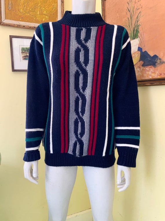 1980’s, Acrylic Knit, Preppy, Mock Turtleneck, Sw… - image 10