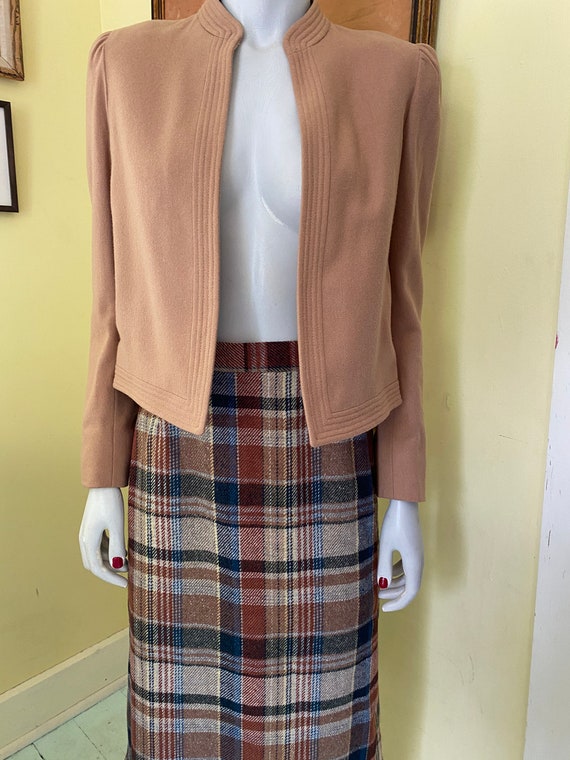 1970's, Wool Plaid, Pencil Skirt, XSMALL - image 2