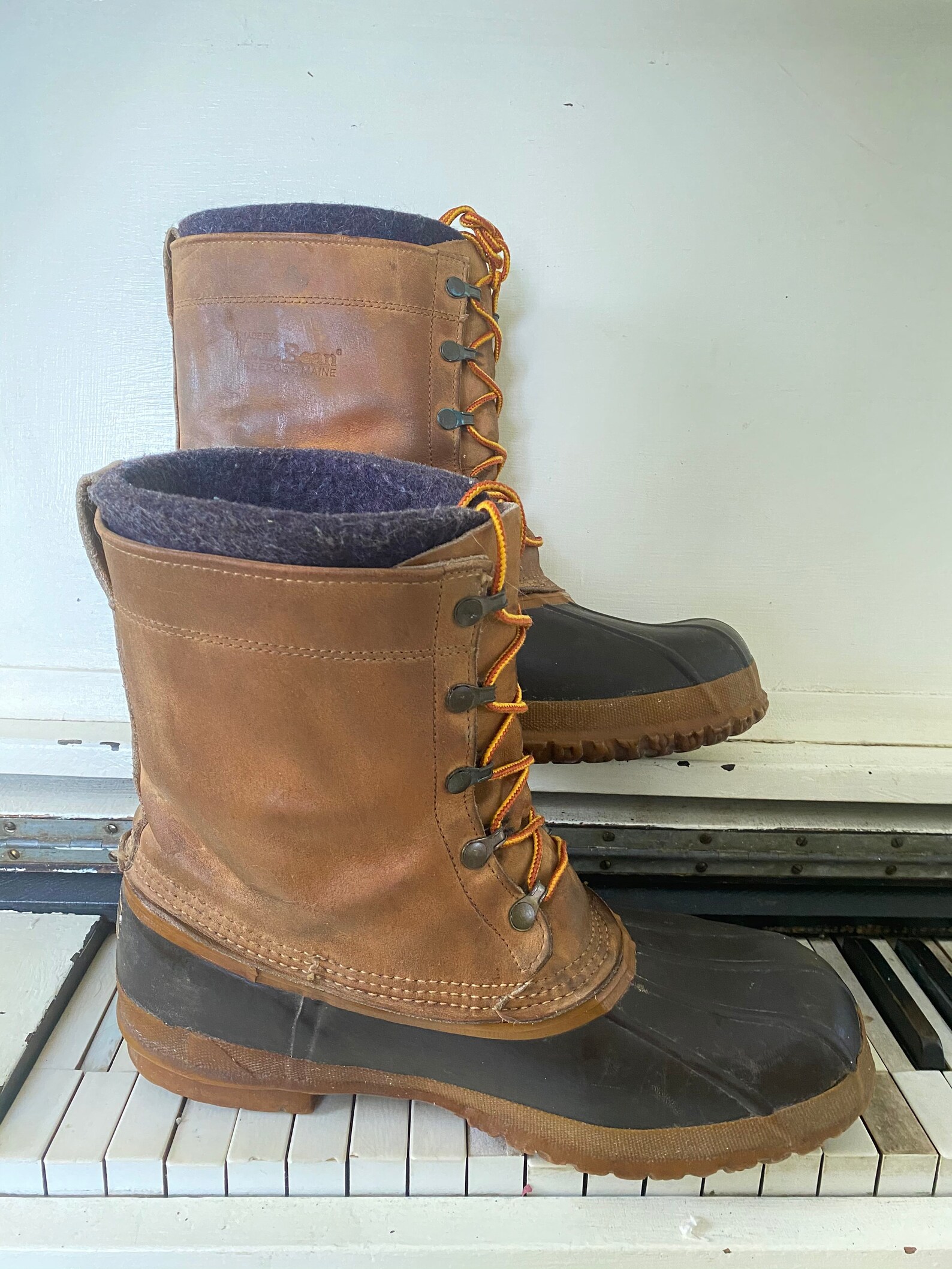 Vintage L.L. BEAN Boots Felt Lined Maine Hunting Shoe 5 - Etsy