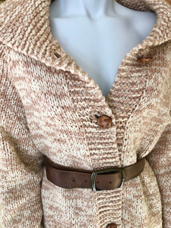 Vintage, Hand Made, Wool Blend, Heavy Cardigan, C… - image 1