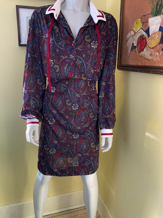 1980’s, Silky Polyester, Paisley Dress, size s/m - image 8