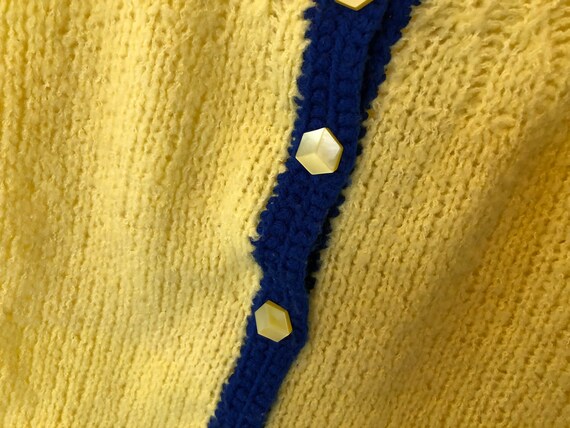 1960's, Hand Knit, Children's Sweater, Yellow/Blu… - image 5