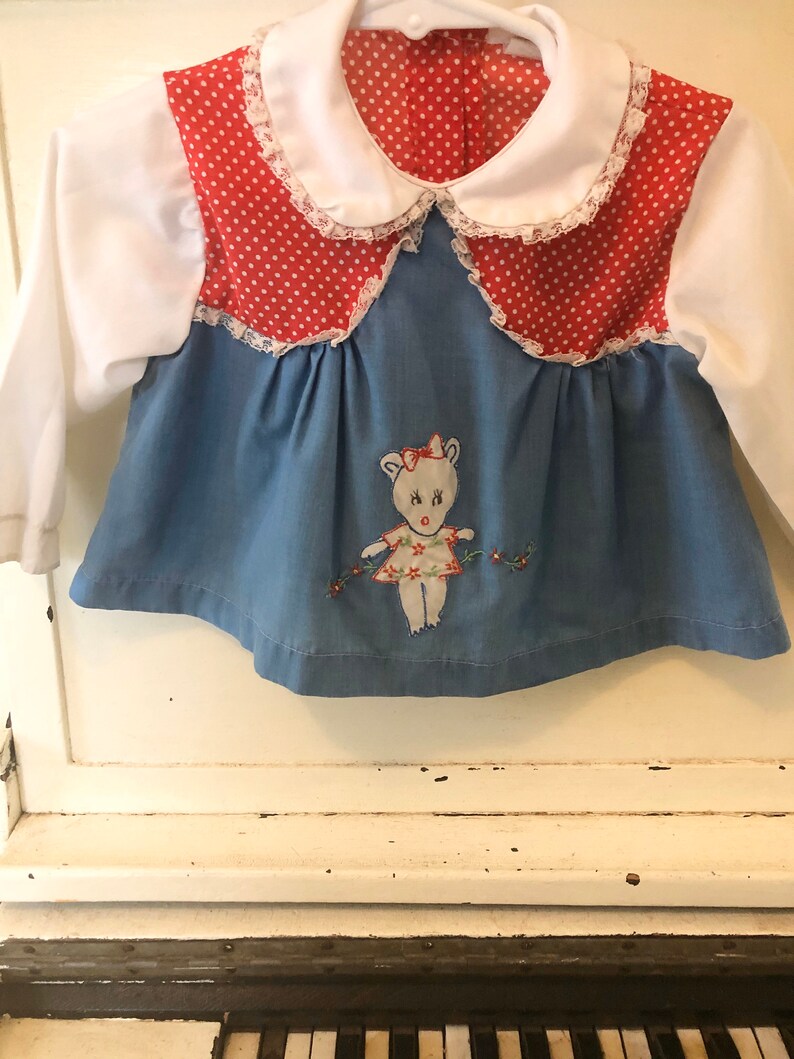 Appliqu\u00e9 1960/'s Baby Dresses LOT Of FOUR Embroidered