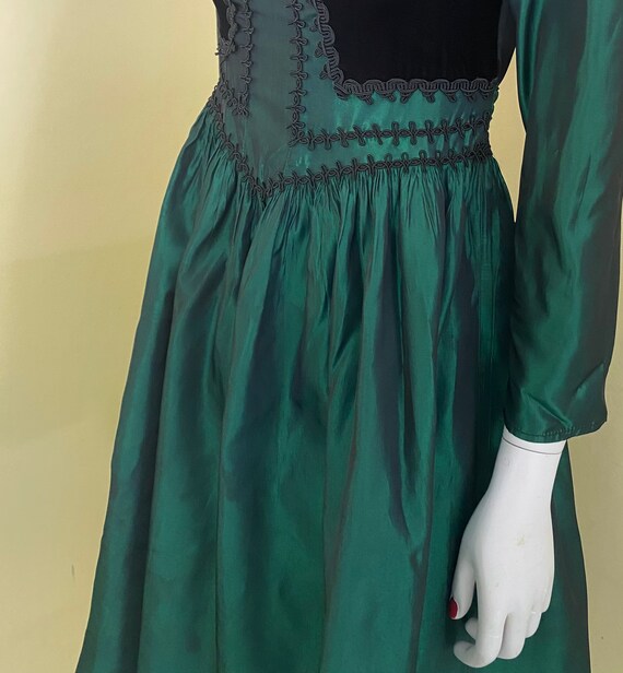 1980's, Gunne Sax, by Jessica McClintock,  Green … - image 10