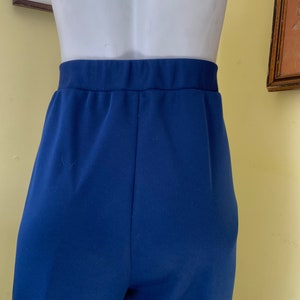 1970s, High Waisted, Polyester Knit, Blue, Flared, Stretch Pants, medium image 7