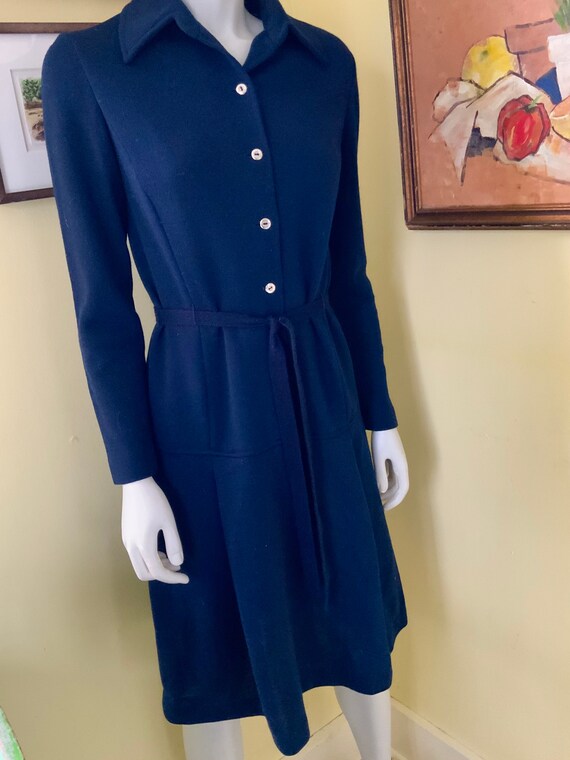 1970’s, Double Knit, Navy Blue, Shirtdress, union 