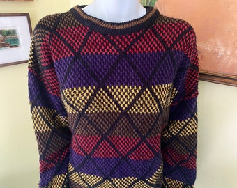 1980's, NEW ERA, Acrylic, Bold, Fashion Sweater, Made In USA, L